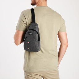 Сумка слинг мужская из текстиля, отверстие для наушников, цвет серый - Simaland фото 7