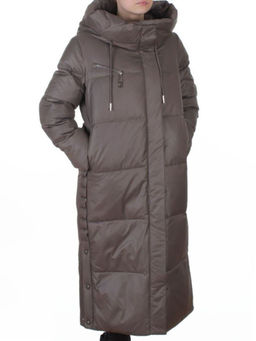 8310 GRAY/BROWN Пальто зимнее женское (200 гр. холлофайбер)