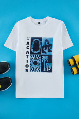 Sar? Erkek Cocuk PamukluSlogan Bask?l? Regular/Normal Kal?p K?sa Kol Orme T-Shirt TKDSS25TS00058 - Trendyolmilla фото 3