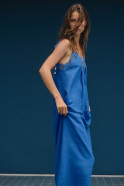 Vestido con bordado ingl?s y tirantes de lazo - H&m фото 5