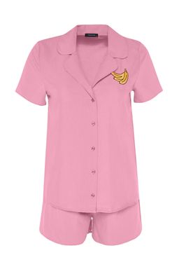 Trendyolmilla Ind?go Nak?sl? Sortlu Dokuma Pijama Tak?m? THMSS23PT00079  фото 8