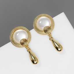 Серьги с жемчугом Капли буря, цвет золото
