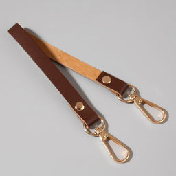 Ручка для сумки из натуральной кожи, с карабинами, 30 2 см 1,2 см, цвет коричневый/золотой - Арт узор фото 2