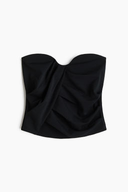 Top interlock drapeado con escote bandeau