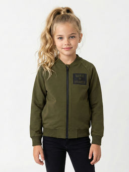 Толстовка для девочки на молнии 22-5528 хаки