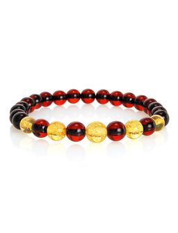 Браслет из натуральных янтарных бусин-шаров Пекин