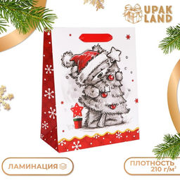 Цена за 2 шт. Пакет подарочный новогодний ламинированный Обнимашки,18?23?10 см