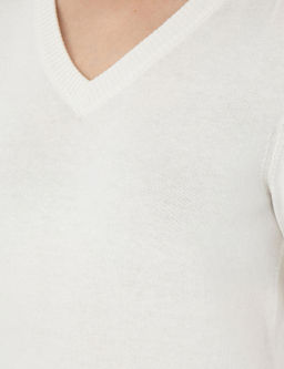 Ekru Slim Fit Basic Kazak