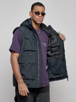 Куртка - жилетка трансформер с подогревом 2 в 1 мужская зимняя темно-синего цвета 6668TS - Mtforce фото 25