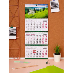 Календарь настенный 3-х блочный 2026 Attache, 190х465 мини, природа, 80г