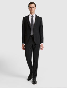 Siyah Slim Fit %100 Y_n Mono Yaka Tak_m Elbise