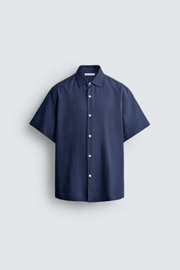 CAMISA ESTRUCTURA LINO - ALGOD?N / Marino - Zara фото 7