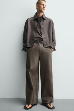PANTAL?N BALLOON FIT PIEL / Marr?n - Zara фото 5