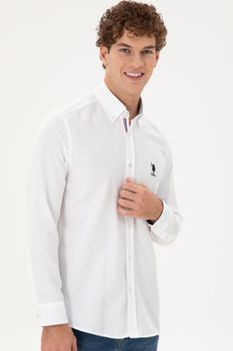 Мужская белая рубашка с длинным рукавом - U.s. polo assn фото 3