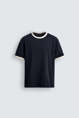 CAMISETA RIB CONTRASTE B?SICA / Marino - Zara фото 6