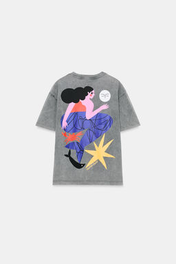 CAMISETA EFECTO LAVADO ESTAMPADO AGUSTINA SHUAN / Gris - Zara фото 4