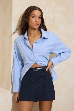 Lacivert Verev Cizgili Kemerli Mini Sort Etek Sort & Bermuda TWOSS26SR00018 - Trendyolmilla фото 8