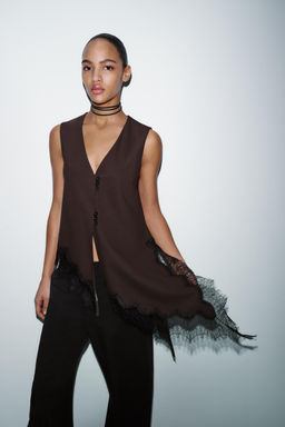 ASYMMETRIC LACE TOP - Zara фото 14