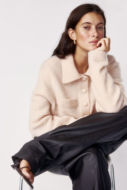 Cardigan en mezcla de mohair con cuello