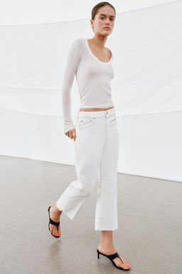 JEANS ZW COLLECTION CROPPED FLARE TIRO MEDIO / Blanco