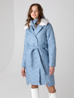 Еврозима! 24325 Полупальто дем. голубой - Dizzyway фото 3