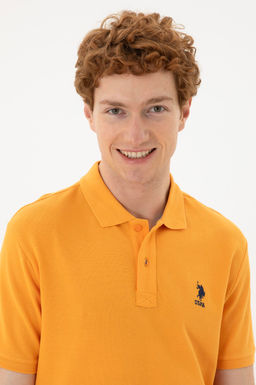 Мужская темно-желтая базовая футболка с воротником-поло Неожиданная скидка в корзине - U.s. polo assn фото 2