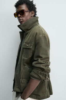 WASHED JACKET WITH COMBINED COLLAR - Zara фото 5