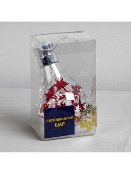 Ёлочный шар Шишки с красной мишурой, 5 LED, от батареек, свечение белое - Luazon lighting фото 11