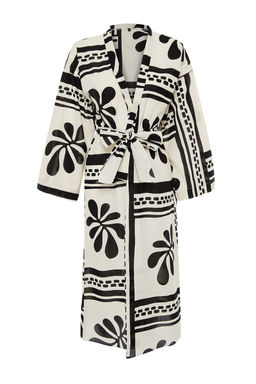 Plaj Giyim %100 Pamuk Cicek Desenli Dokuma Kusakl? Maxi Kimono&Kaftan TBESS24KM00013