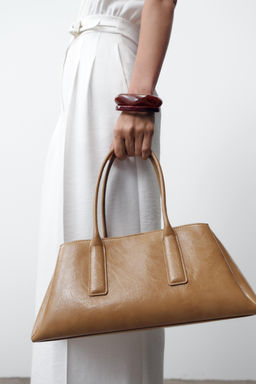 CRACKLED-EFFECT CITY BAG
