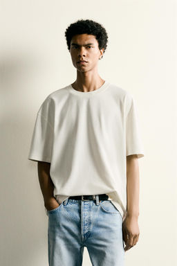 CAMISETA RELAXED FIT COSTURA / Blanco roto - Zara фото 2