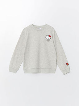 Bisiklet Yaka Hello Kitty Bask?l? K?z ?ocuk Sweatshirt
