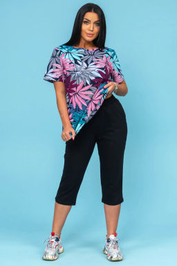 Костюм женский, цвет синий красный