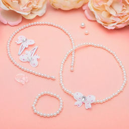 Набор детских украшений Выбражулька Бантик, 6 предметов, белый