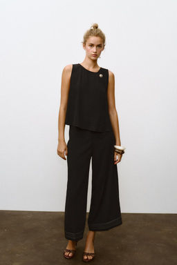 PLEATED HEM CULOTTE TROUSERS