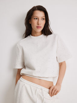 Infinity / Джемпер с коротким рукавом жен. Latura белый меланж