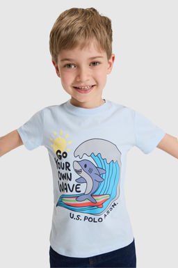 Erkek _ocuk A__k Mavi Bisiklet Yaka Ti__rt - U.s. polo assn фото 3