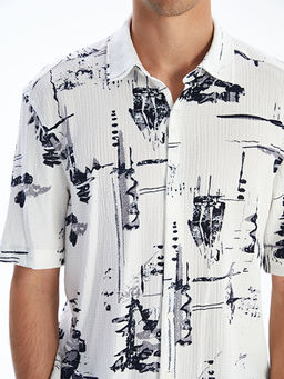 Regular Fit K?sa Kollu Desenli Erkek G?mlek