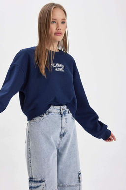 Толстый толстый свитшот Cool Oversize с круглым вырезом - Defacto фото 3