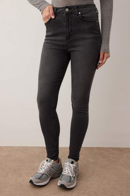 Antrasit Yuksek Bel Skinny Jeans TWOAW26JE00254 - Trendyolmilla фото 3