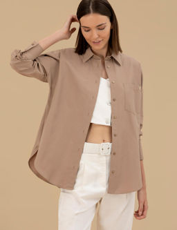 Camel Oversize Uzun Kollu G_mlek