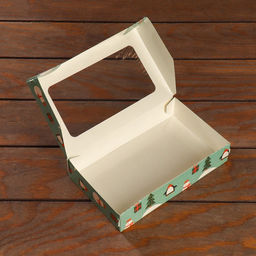 Цена за 20 шт. Коробка складная Пингвины и снеговики, зеленая, 20 х 12 х 4 см - Simaland фото 3