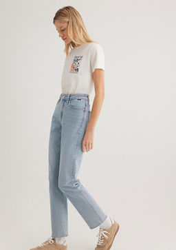 Cicek Bask?l? Ekru Tisort - Mavi фото 3