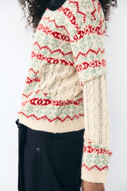 CABLE-KNIT JACQUARD SWEATER - Zara фото 3