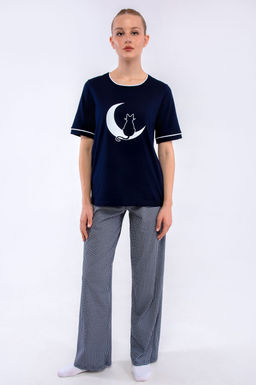 Арт. 10101 Пижама с брюками 44-54 (6 шт) Цвет:верх-темно-синий,низ бело-синий - Калинка фото 2