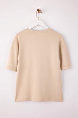 Tas Oversize/Genis Kal?p Dusuk Kol K?sa Kollu Uzun Soft Touch Orme T-Shirt TWOSS26TS00002 - Trendyolmilla фото 2