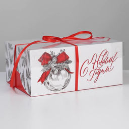 Цена за 5 шт. Коробка для капкейка «Новый год: серебро», 23×16×10 см