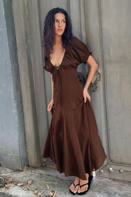 CHIFFON GODET MIDI DRESS - Zara фото 13
