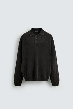 WASHED KNITTED POLO SHIRT
