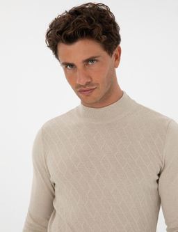 Kum Melanj Slim Fit Yar_m Bal_k__ Yaka Triko Kazak - Pierre cardin фото 2